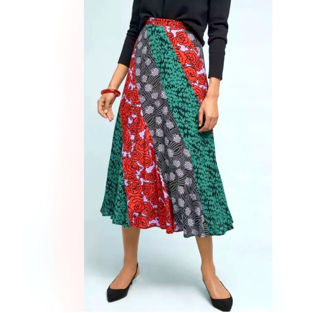 𝅺MAEVE Anthropologie Foster Patchwork Maxi Skirt Size 0P Petite